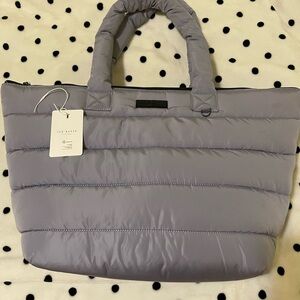 Ted Baker Gray Quilted Tote Bag with Puffy Design